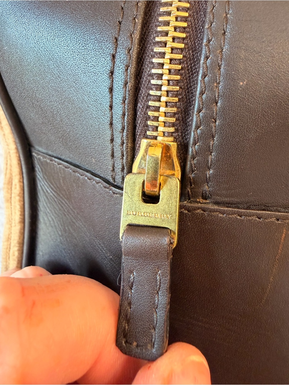 Burberry Vintage Satchel Leather, Wool & Corduroy - Picture 5 of 17